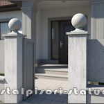 Capitel terminație bilă mare, gri natural, model T1.