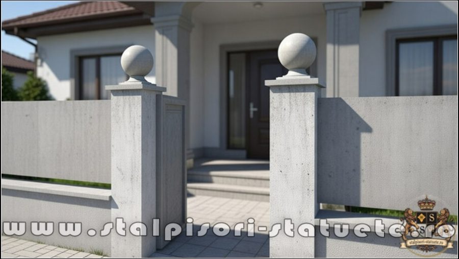 Capitel terminație bilă mare, gri natural, model T1. (1)