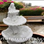 Fântană arteziană scoică mare, alb marmorat, model F6 (2).