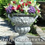 Vază ornament mare cu picior, gri patinat, model V6.