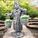 Statuetă țărancuța grădinăreasă, gri patinat, model S14.