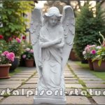 Statuetă îngeraș, alb marmorat, model S59.