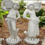 Statuete copii cu coșulețe, alb marmorat, model J3, J4.