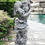 Statuetă copil cu două scoici, gri patinat, model S77.