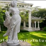 Statuetă domnița cu flori, alb marmorat, model S50.