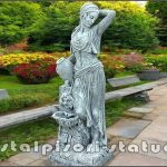 Statuetă țărăncuța la cișmea, gri patinat, model S51.