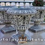 Vază ornament stejar cu picior, gri patinat, model V3.