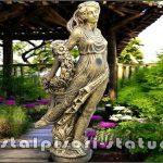 Statuetă domnița cu flori, auriu patinat, model S50.