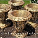 Vază ornament stejar cu picior, arămiu patinat, model V3.