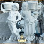 Statuete copii cu coșulețe, alb marmorat, model J3, J4.