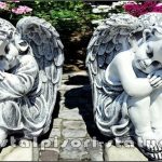 Set statuete îngerași adormiți, gri patinat, model S22.