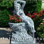 Statuetă jardinieră flori, gri patinat, model J12.