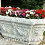 Jardinieră ornament flori, alb marmorat, model J8.