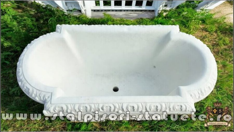 Jardinieră ornament flori, alb marmorat, model J8. (3)