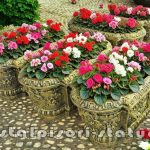 Jardinieră ornament flori, auriu antichizat, model J8.