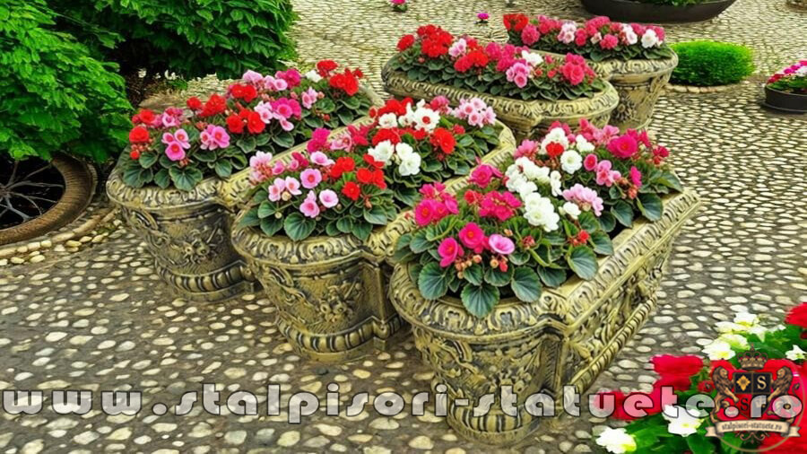 Jardinieră ornament flori, auriu antichizat, model J8. (1)