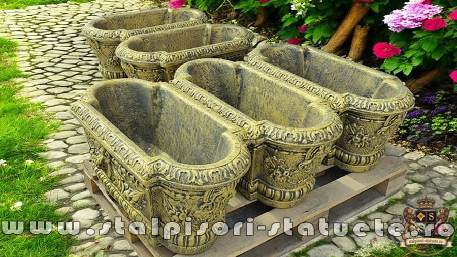 Jardinieră ornament flori, auriu antichizat, model J8. (3)