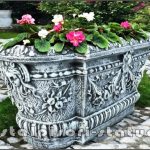 Jardinieră ornament flori, gri antichizat, model J8.