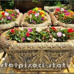 Set 4 jardiniere ornament flori, arămiu antichizat, model J8.