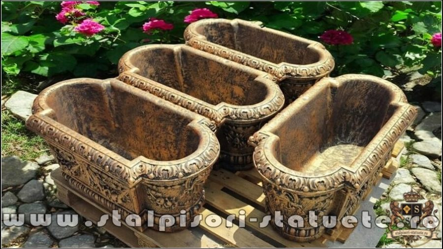 Set 4 jardiniere ornament flori, arămiu antichizat, model J8. (4)