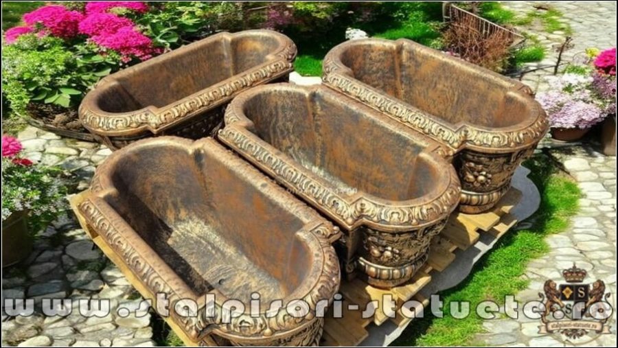 Set 4 jardiniere ornament flori, arămiu antichizat, model J8. (5)