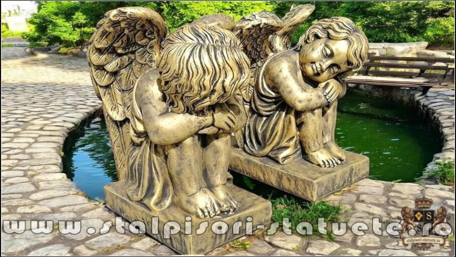 Set îngerași adormiți, auriu antichizat, model S76. (1)