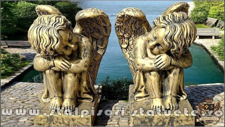 Set îngerași adormiți, auriu antichizat, model S76. (2)