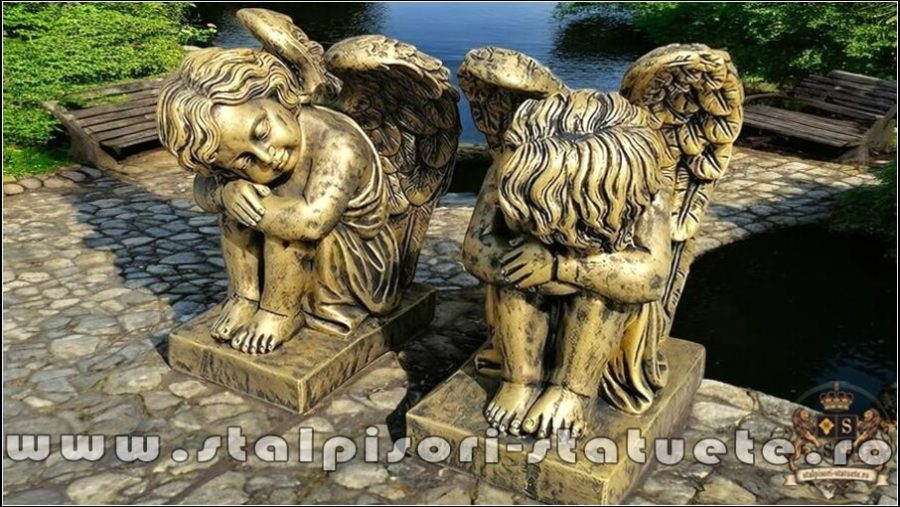 Set îngerași adormiți, auriu antichizat, model S76. (3)