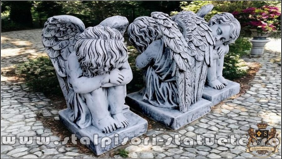 Set îngerași adormiți, gri antichizat, model S76. (3)