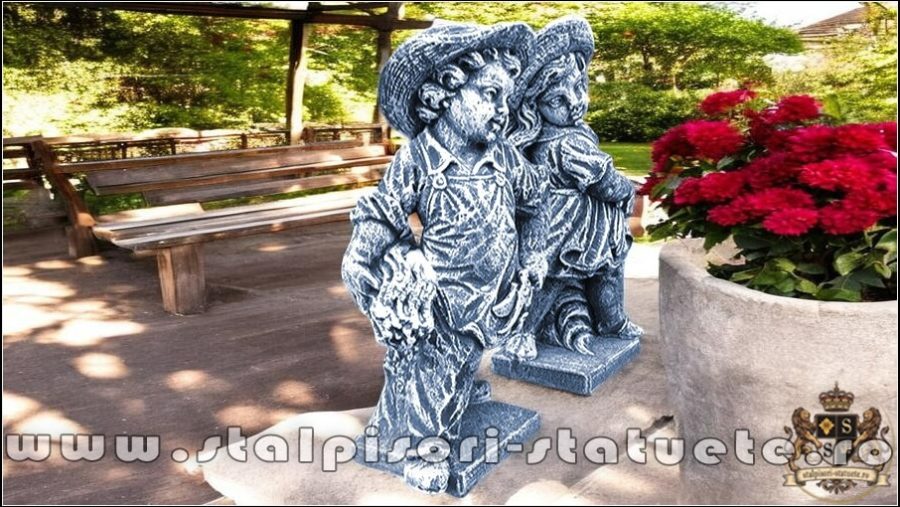 Set statuete copilași, gri patinat, model S31, S32. (2)