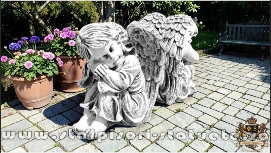 Set statuete îngerași adormiți, gri patinat, model S22. (2)