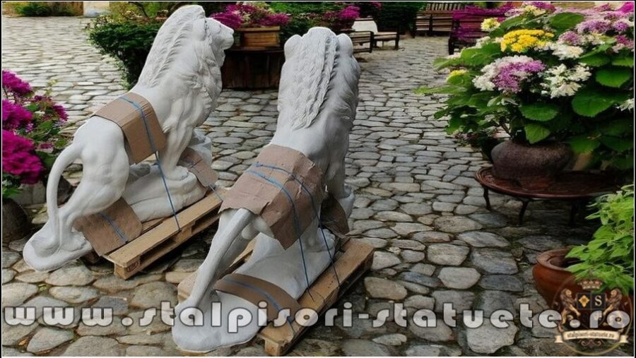 Set statuete lei gigant, alb, model S66. (4)