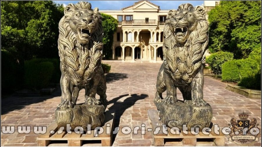 Set statuete lei gigant, auriu patinat, model S66. (1)