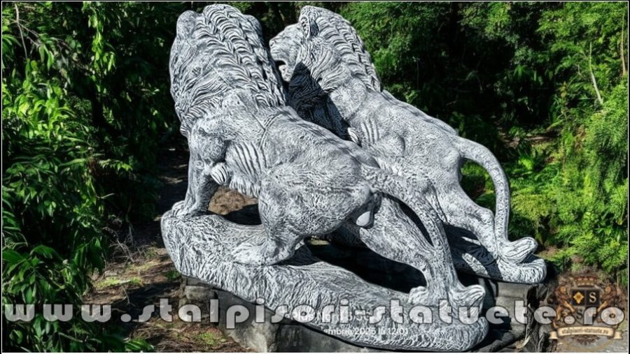 Set statuete lei gigant, gri patinat, model S66. (5)