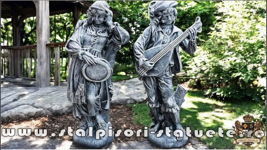 Set statuete muzicanți, gri patinat, model S69. (1)