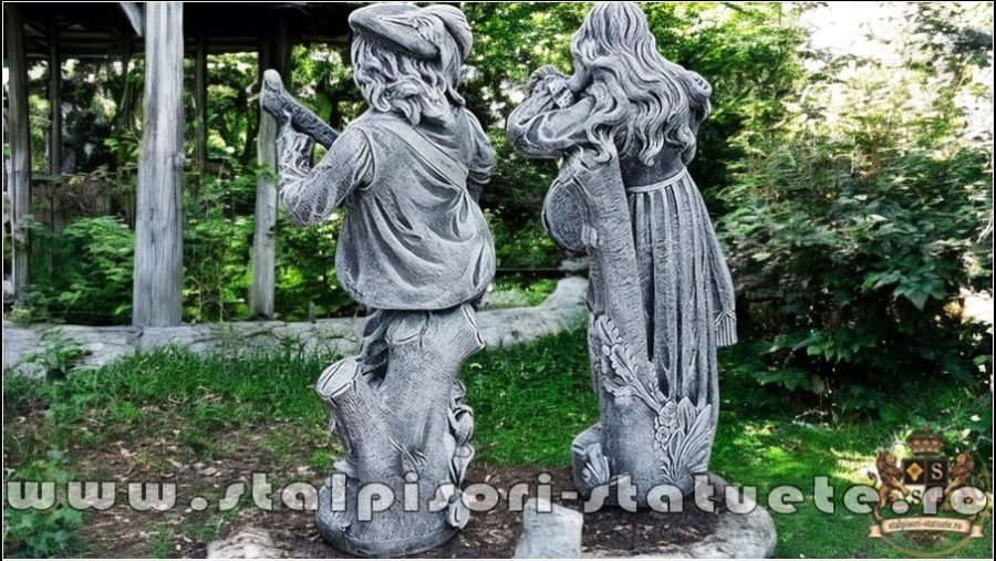 Set statuete muzicanți, gri patinat, model S69. (5)