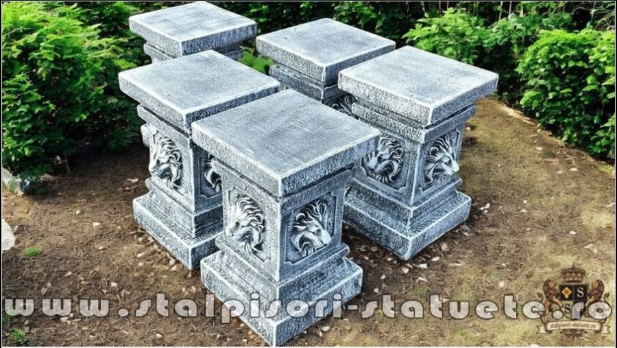 Soclu, stativ, cap de leu, gri patinat, model S84. (1)