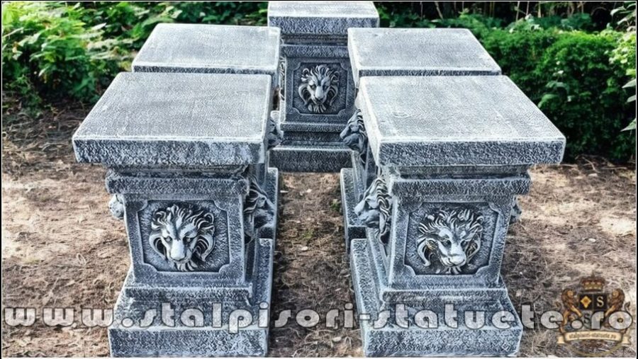 Soclu, stativ, cap de leu, gri patinat, model S84. (2)