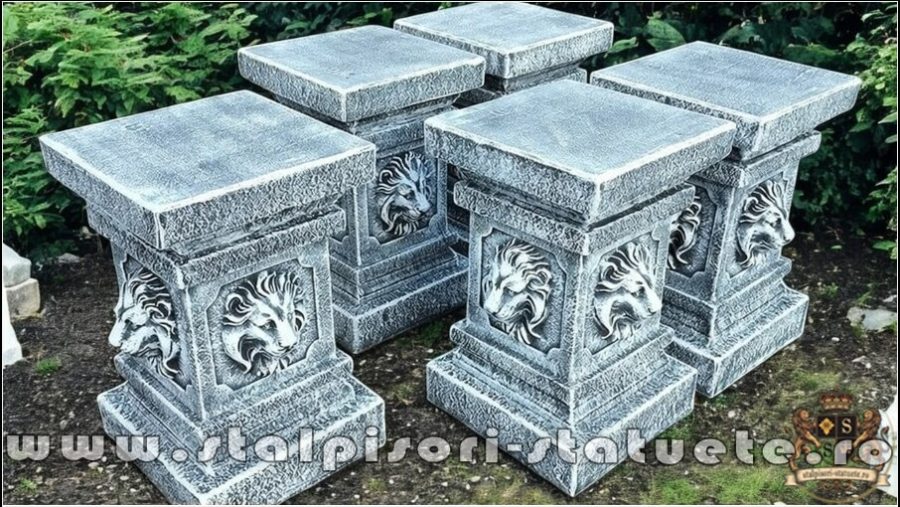 Soclu, stativ, cap de leu, gri patinat, model S84. (3)