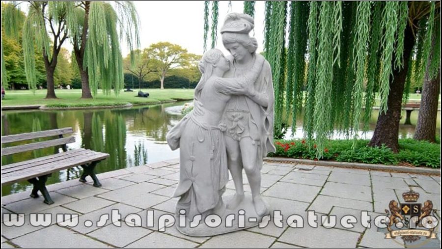 Statuetă Romeo și Julieta, alb marmorat, model S55. (3)