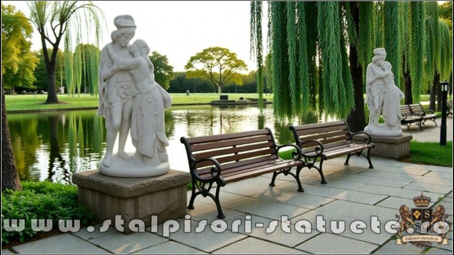 Statuetă Romeo și Julieta, alb marmorat, model S55. (5)