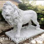 Statuetă leu mare în picioare, alb marmorat, model S33.