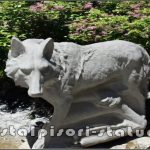 Statuetă animal lup, alb marmorat, model S78.