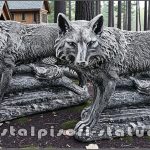 Statuetă animal lup, gri patinat, model S78.