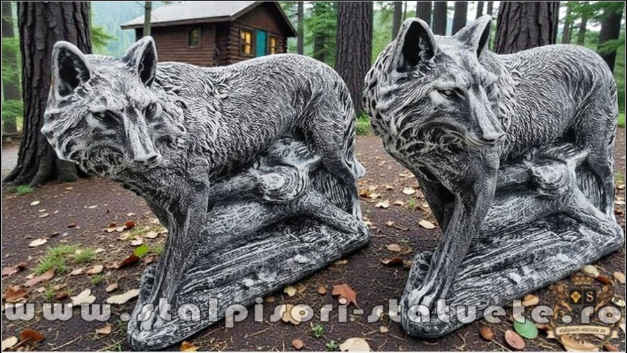 Statuetă animal lup, gri antichizat, model S78. (3)