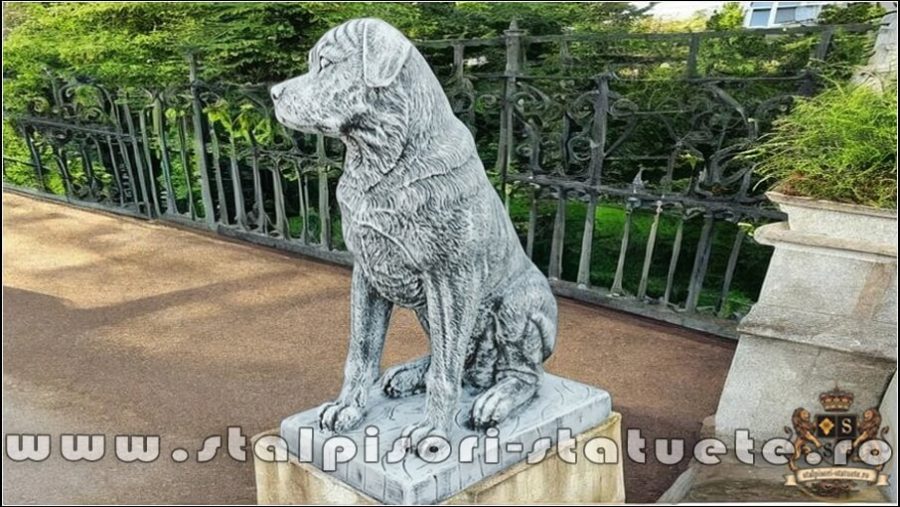 Statuetă câine rottweiler, gri patinat, model S12. (1)