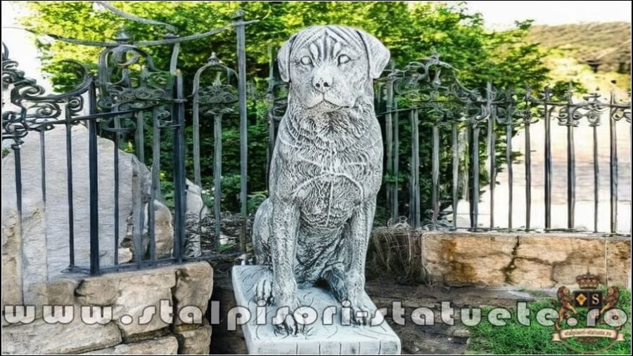 Statuetă câine rottweiler, gri patinat, model S12. (2)