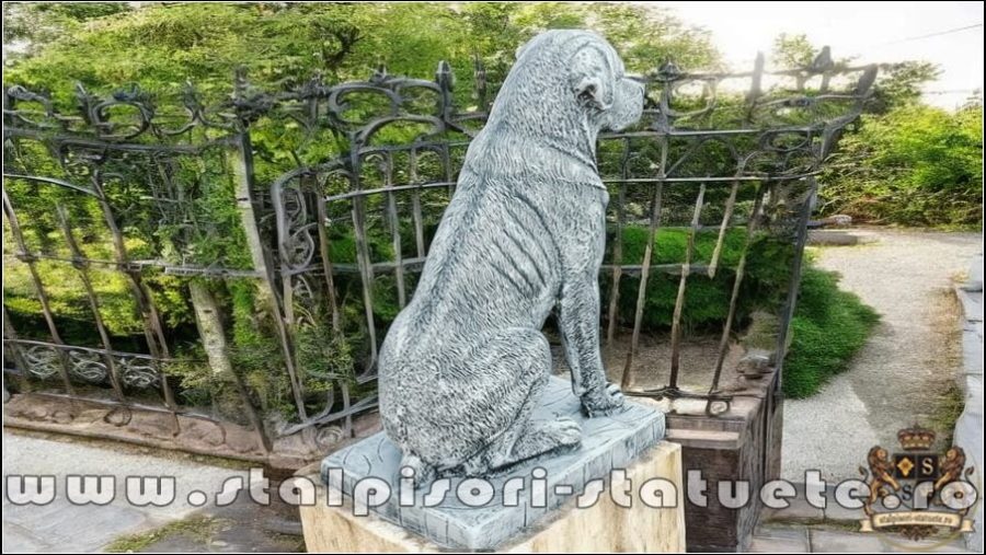 Statuetă câine rottweiler, gri patinat, model S12. (4)