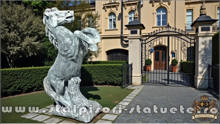 Statuetă căluț mare, gri patinat, model S37. (1)