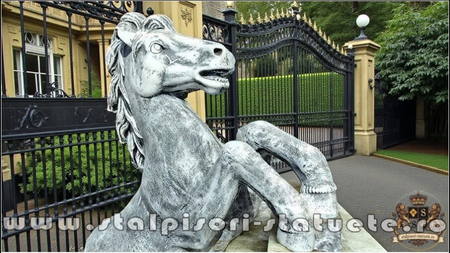 Statuetă căluț mare, gri patinat, model S37. (2)